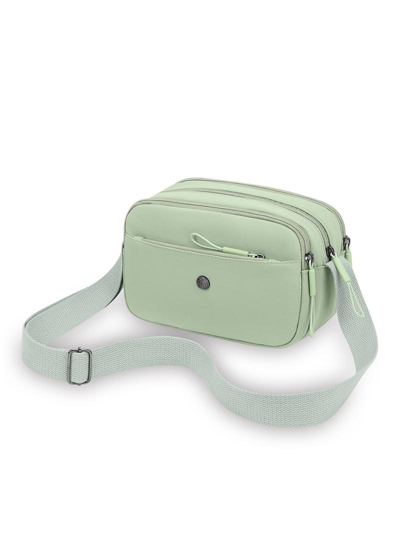 Women's Multifunctional Small Square Bag, Casual Multi-Layer Adjustable Crossbody Shoulder Bag, Lightweight Nylon Commuter Crossbody Bag