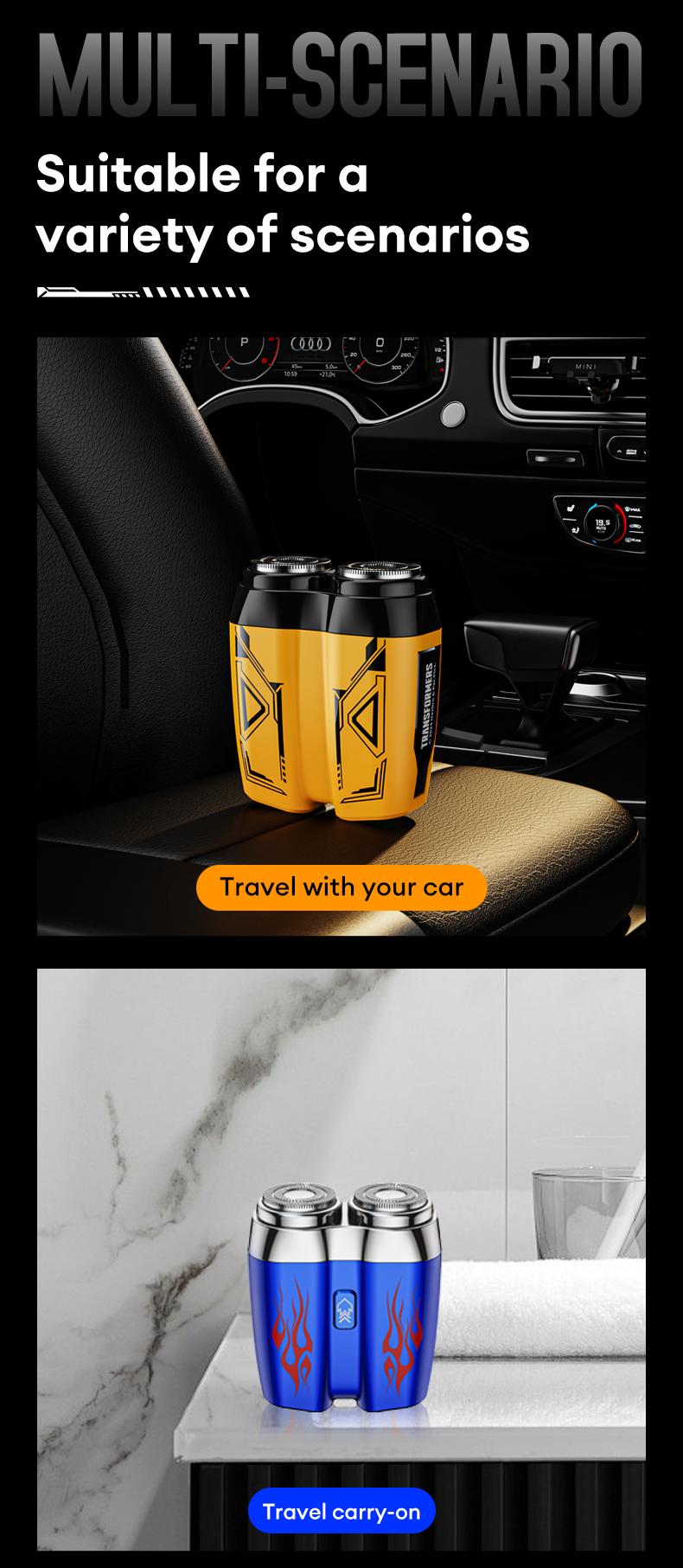 TRANSFORMERS Mini Shaver, 360° Floating Head, Dual-Arc Blade Net, Portable & Waterproof, Ultra-Long Battery Life, Best Gift