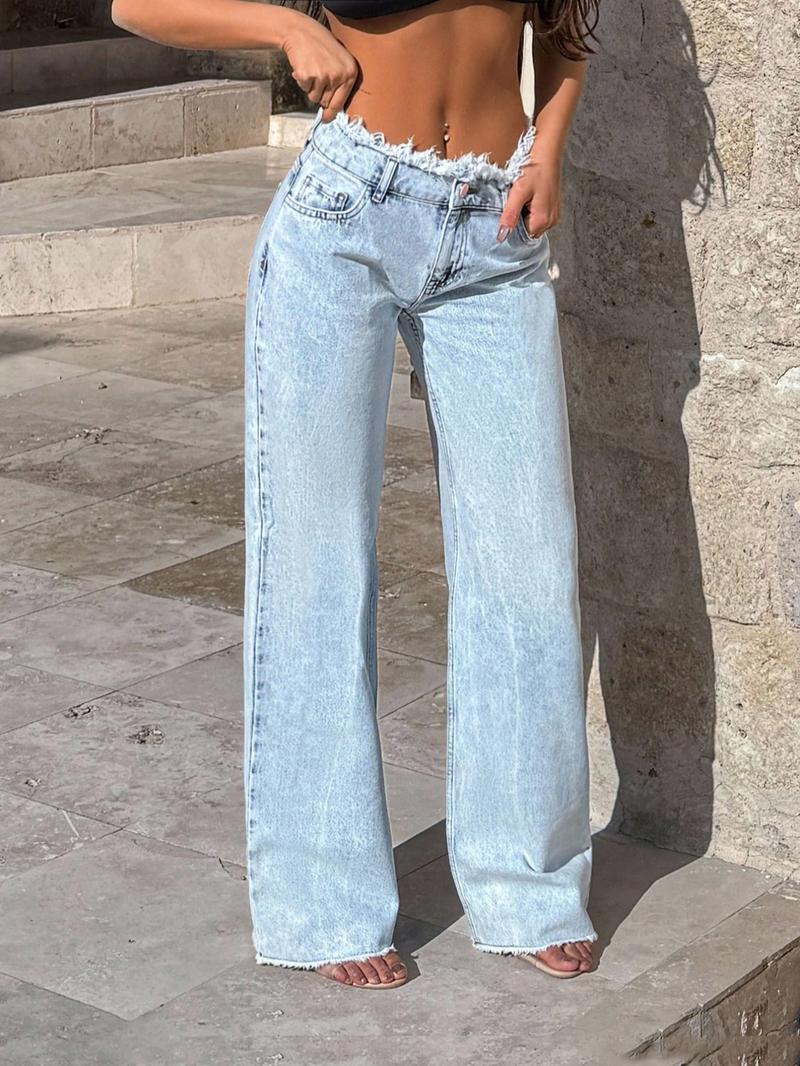 Women's High Waist Raw Hem Baggy Jeans, 2026 T-Chic All-Season Versatile Outdoor Casual Pants, Comfortable Outdoor Wear, Stylish Ladies' Bottoms Women's High Waist Raw Hem Baggy Jeans, 2026 T-Chic All-Season Versatile Outdoor Casual Pants, Comfortable Outdoor Wear, Stylish Ladies' Bottoms