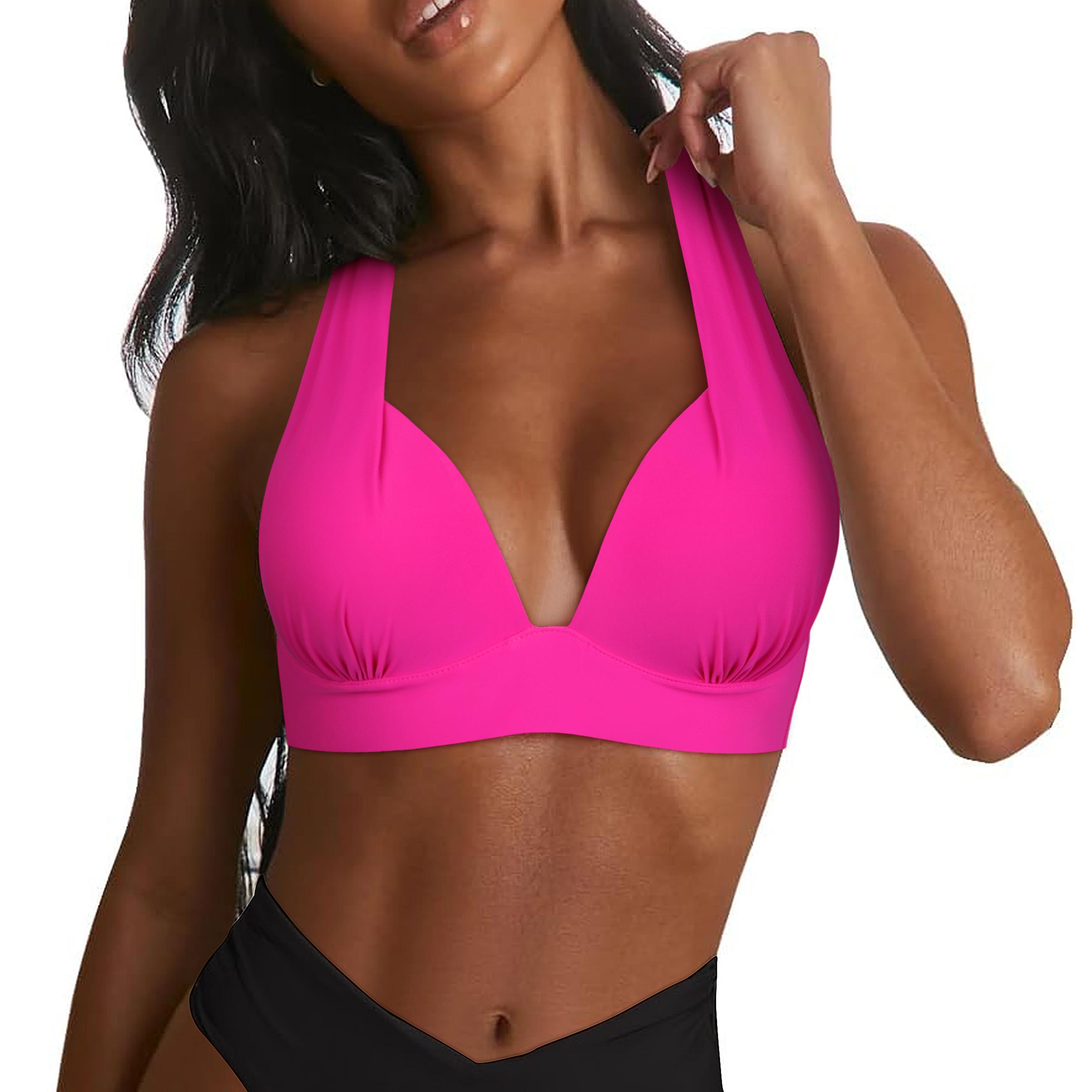 Hilor Women's Push Up Bikini Top Sexy Triangle Top Swimsuit Halter Bathing Suit Swim Tops