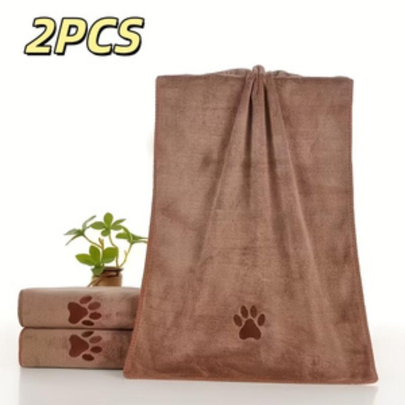 2-Pack Quick-Dry Microfiber Pet Towels for Dogs, Absorbent, Non-Shedding, Soft, Fast-Drying, Paw Print Design, Blue