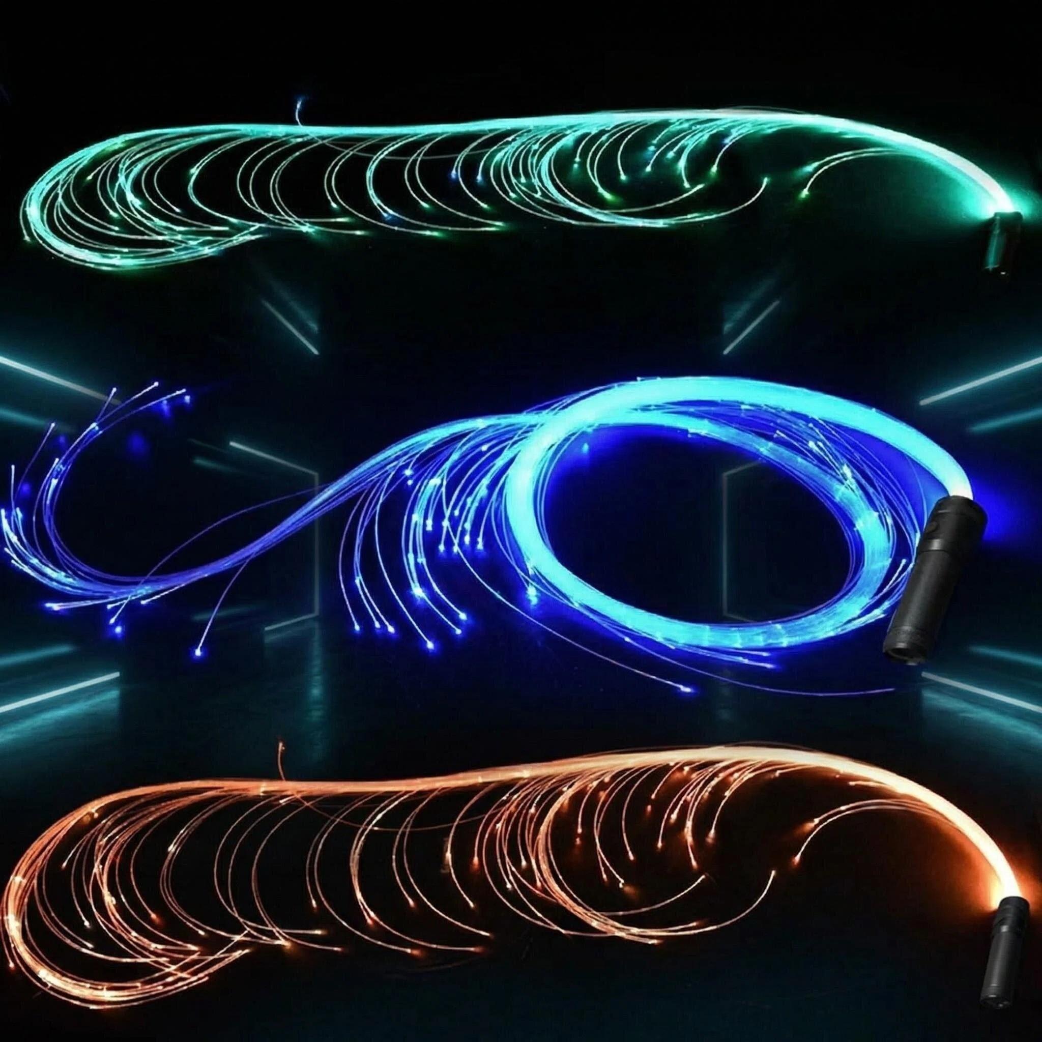 Fiber Optic LED Light Whip, Interactive Atmosphere for Dance Performances, Flashing Rainbow Fiber Optic Whip, Perfect for Shows and Events