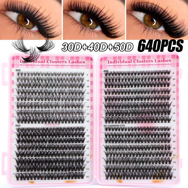 Natural Drifting Eyelash Clusters, Anime Style Lashes, Pointed Individual Extensions, C Curl Single Root, 8-16mm Bottom Cluster, DIY Home Use