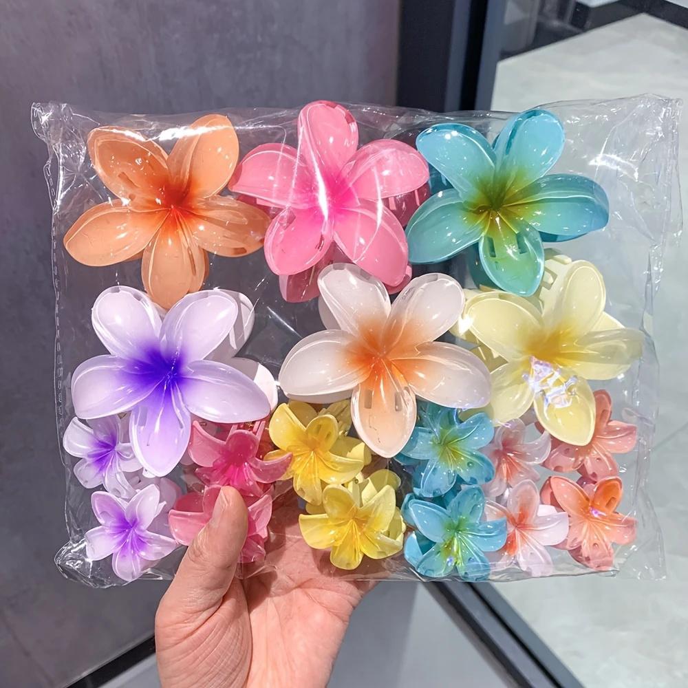 18Pcs Flower Hair Claw Clips – Gradient Color Shark Clips Hair Accessories Set