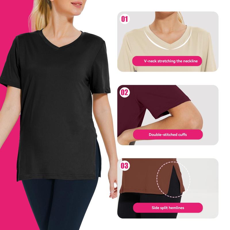 SHOWITTY Womens 1/3 Pack T-Shirts Basic Short Sleeve V Neck Tops - Plus Size Summer Clothes Comfort Casual Workout Solid Color SHOWITTY Womens 1/3 Pack T-Shirts Basic Short Sleeve V Neck Tops - Plus Size Summer Clothes Comfort Casual Workout Solid Color