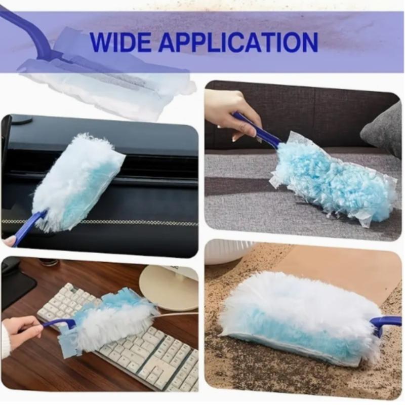 30pcs Disposable Dust Cleaner Refills + 1 Handle, Static Electric Head Replacement Parts, Easy Remove Electronics Furniture Blinds Fans Dust