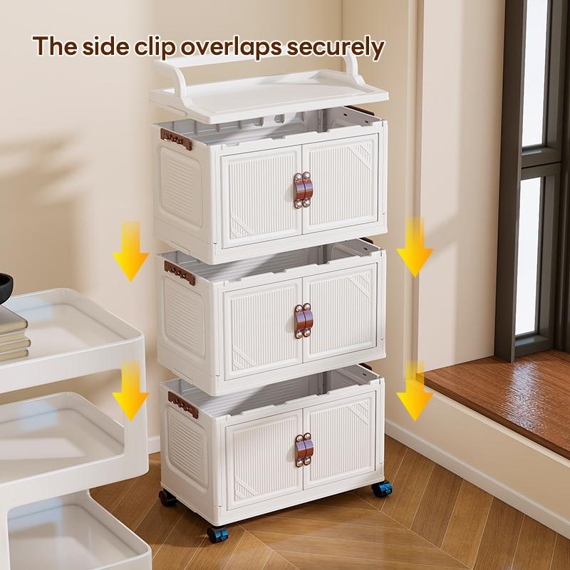 Modern Simple Style Plastic Storage Cabinet, 2-6 Layers, with Wheels, Easy to Clean, Dustproof, Ideal for Bedroom and Daily Use