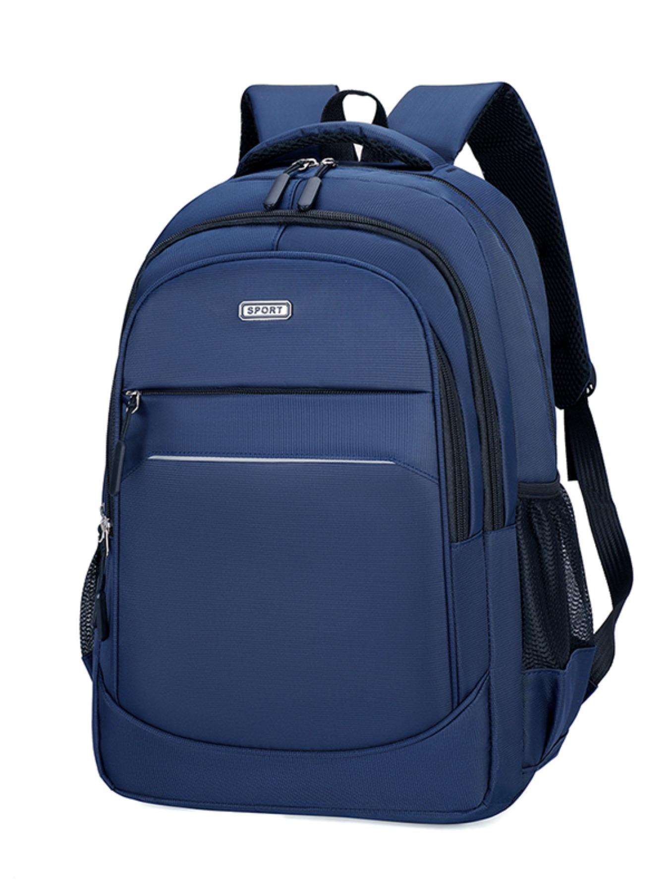 Lightweight Fashion Backpack, Waterproof Dual-Shoulder Bag, Plain Design with Night Reflective Strip, Multifunctional for Business Travel Men