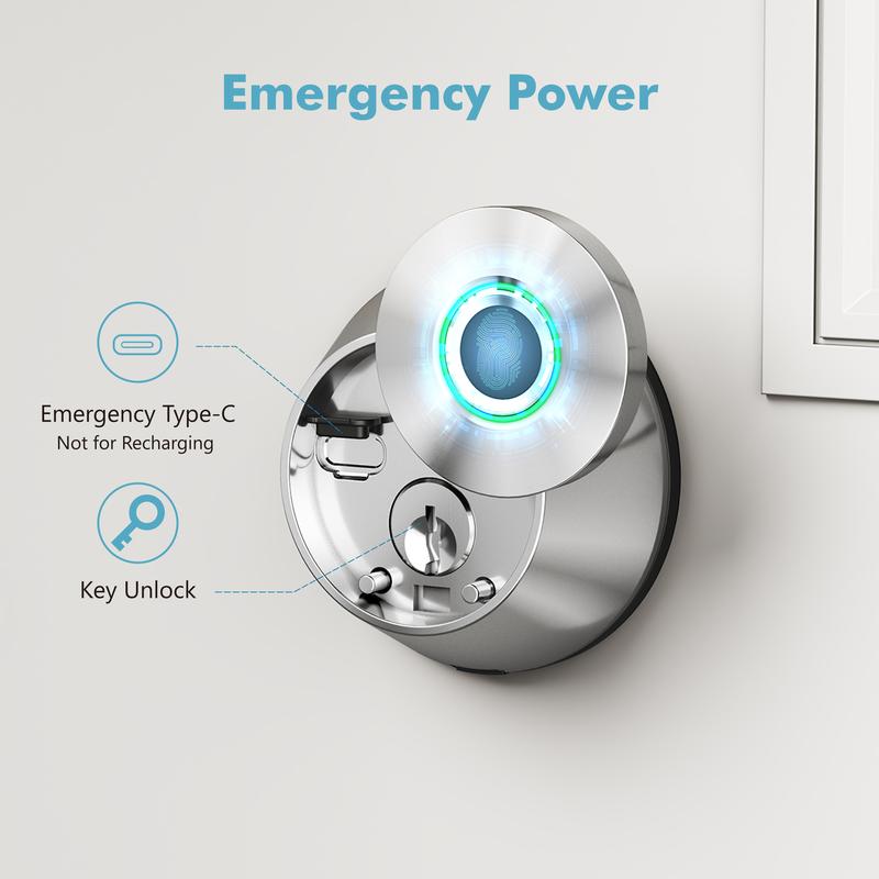 Valentine's Day Gift【EUERTE】 2025 Newest Fingerprint Smart Door Lock,Biometric Smart Lock With App,Keyless Entry Door Lock,One Touch Lock/Unlock,Easy Install,No Passcode Needed,Home Seccurity FathersDayGift