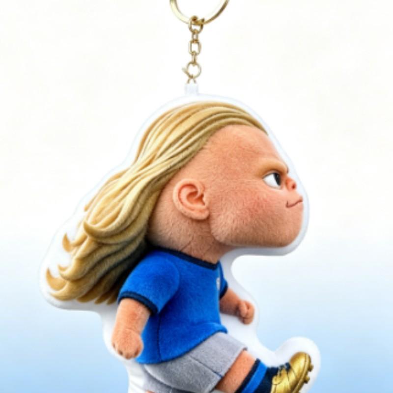 Football World Cup Star Plush Toy Harland Doll, Bag Pendant Stuffed Animal Keychain Charm, Memorial Gift, Collectible Souvenir