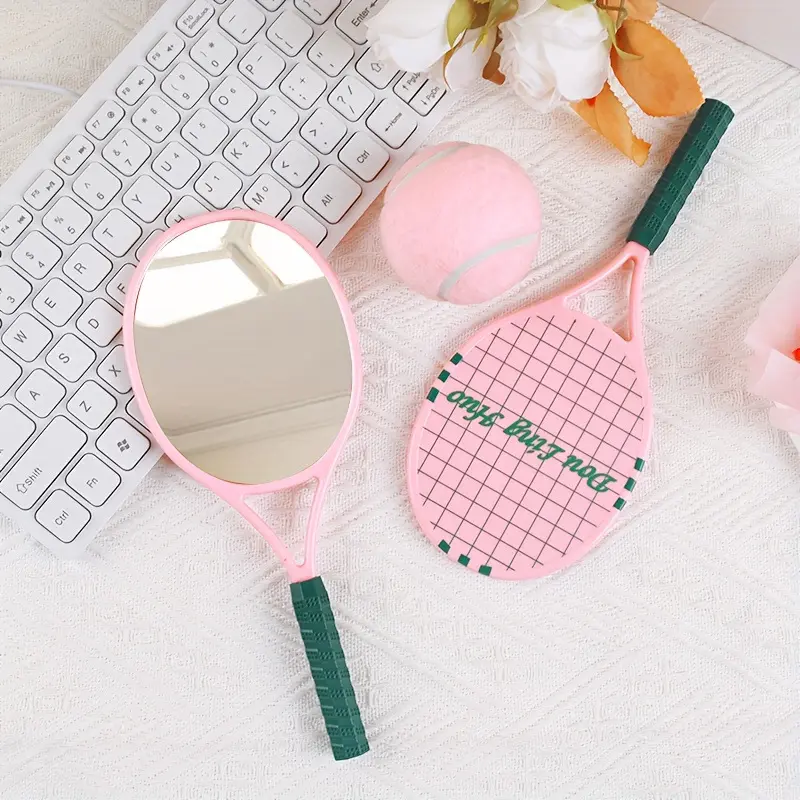 Cross-border Mirror New Children's Small Mirror Comes with Handheld Cute Handle Mirror, Girl Makeup Mirror, Tennis Racket Mirror