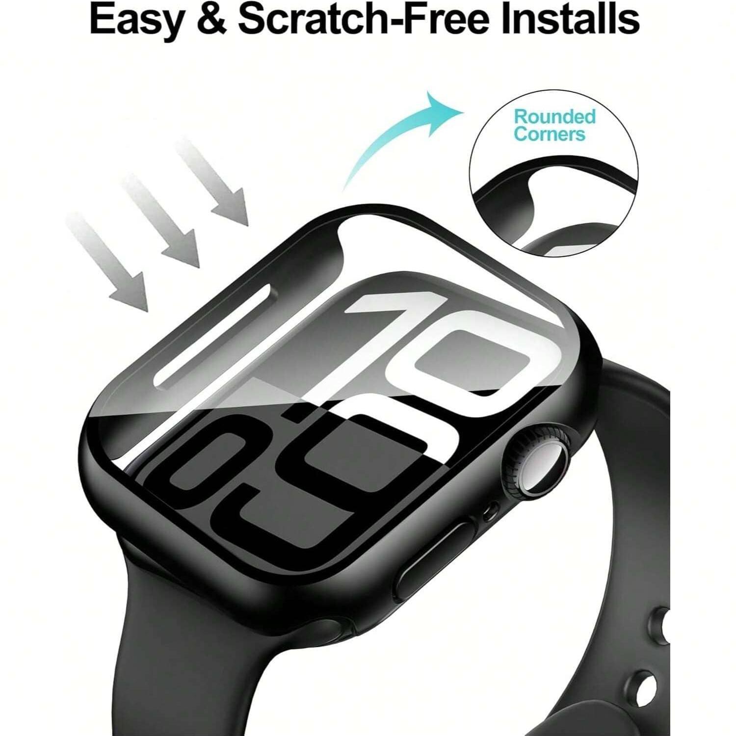 5-Pack Protective Smartwatch Case Set with Tempered Glass Screen Protector, Hard PC Shockproof Cover, Smartwatch Accessories,sohochic