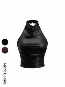 Ladies  Sleeveless Fitted Top, Backless Design, Smooth Comfortable Fabric, Suitable for All Seasons, Perfect for Casual and Formal Occasions
