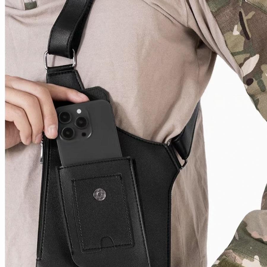 Men's Underarm Chest Harness Bag, Multi-Pocket Adjustable Anti-Theft EDC Pouch, Hands-Free Convenient Storage for Cycling, Hiking, Camping, Outdoor Activities & Daily Use