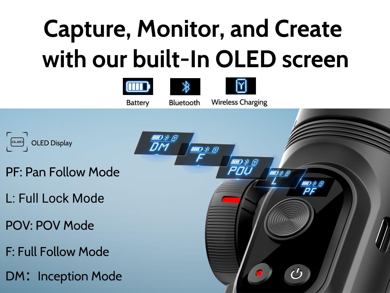 AOCHUAN Gimbal Stabilizer for Smartphone, 3-Axis iPhone Gimbal, Portable Gimbal w/OLED Display for iPhone/Andriod, Gimbal stabilizer, Phone Gimbal stand with Face/Object Tracking for Tiktok Youtube, long-short video, Vlog-Smart X Pro black