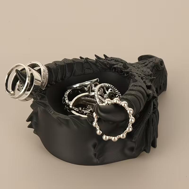 Gothic Dragon Head Jewelry Organizer Tray, Dark Theme Desktop Decor, Practical Ring Necklace Holder, Cool Desk Accessory