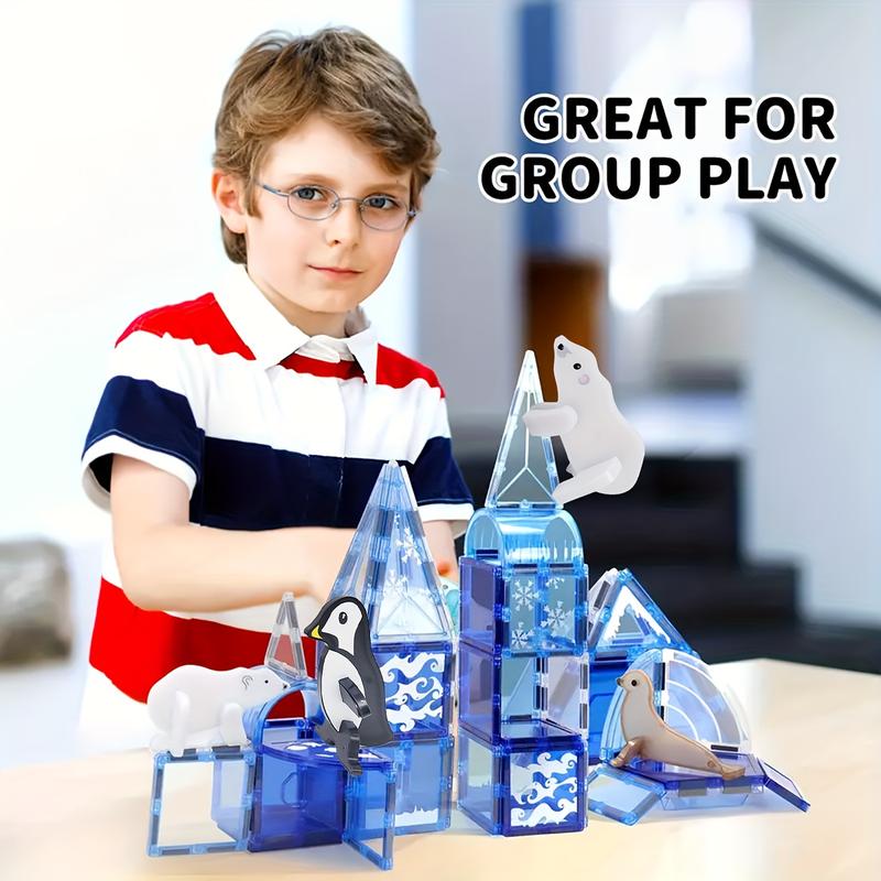 3D Animal Dinosaur Farm Creative Magnetic Blocks, Penguin Arctic Bear Magnet Tiles, Kids Toy Set, Best Gift for Boys & Girls