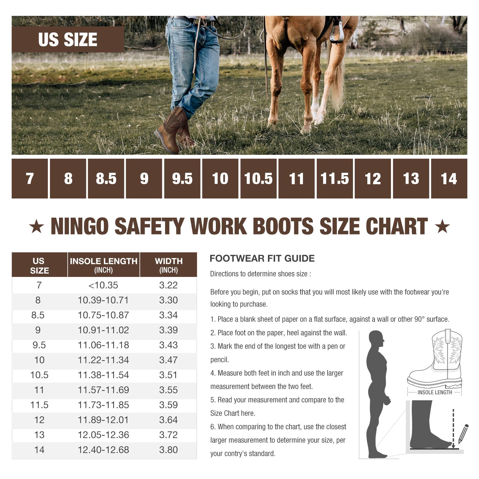 NINGO Men's Steel Toe Work Footwear - Waterproof Square Toe Cowboy Boots Walking Shoes Slip & Oil Resistant EH Rated for Construction Worker Closed Fasciitis steel toe shoes Bota Dark Brown NINGO Men's Steel Toe Work Footwear - Waterproof Square Toe Cowboy Boots Walking Shoes Slip & Oil Resistant EH Rated for Construction Worker Closed Fasciitis steel toe shoes Bota Dark Brown