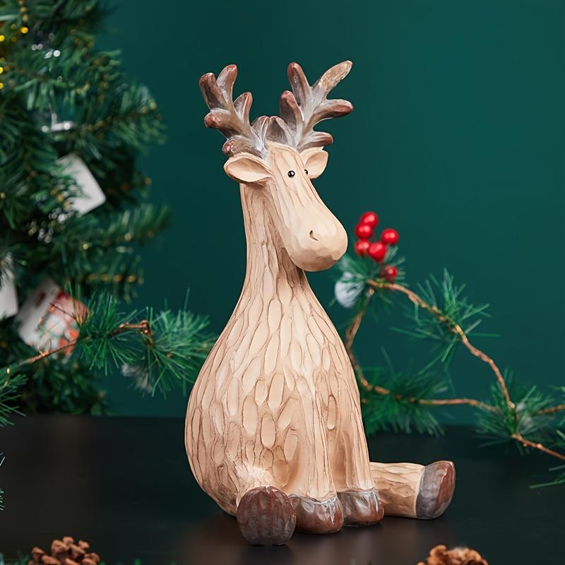 Resin Reindeer Ornament with Bristles, Cartoon Style Christmas Decor, Detailed Craftsmanship, Perfect for Home & Gifts, Ornaments Decor