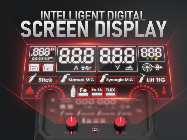YESWELDER 165Amp 110/220V Gas Gasless MIG Welder MIG-165DS-PRO | Flux Core/MIG/Lift TIG/Stick 4-in-1 Welding Machine | Digital Display & Synergic Control