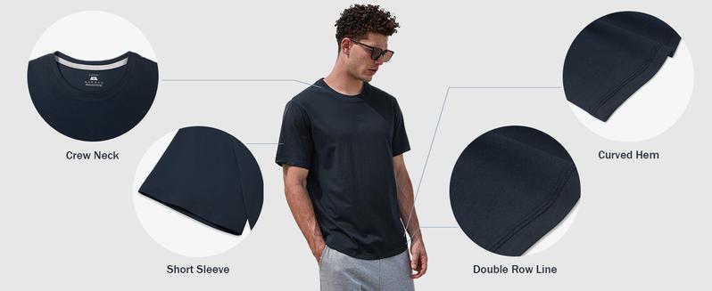 Fioboc StayCool 2.0 Curve-Hem Tee, Men's Moisture-Wicking, Quick Dry T-Shirt for Gym, Running & Casual Workouts, Stretch Fabric, Wrinkle-Resistant Sporty Round Neck Sports Undershirt