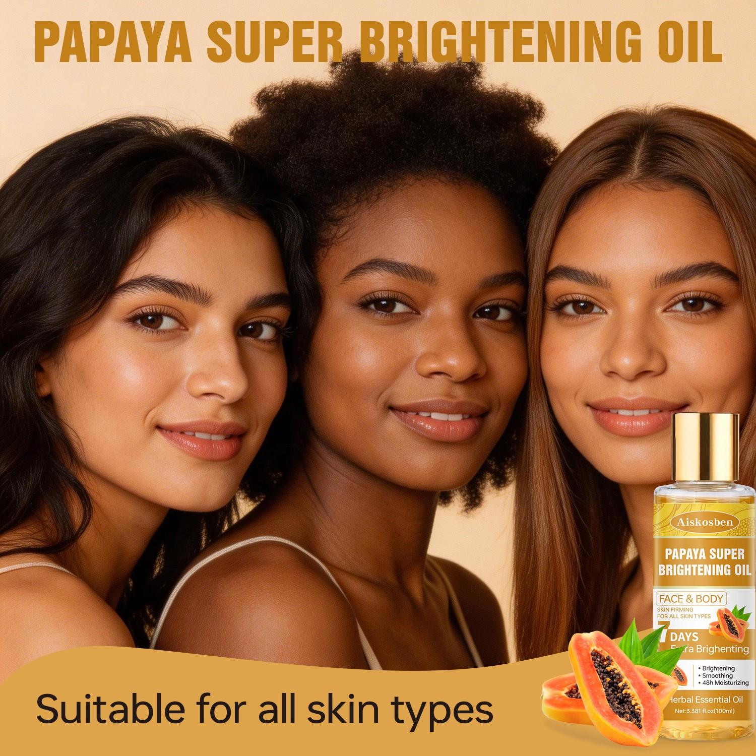 Aiskosben Papaya Firming Brightening Moisturizing Essence Oil, Contains Retinol + Vitamin C, Improves Fine Lines, Hydrates 48 Hours, Advanced Face Serum Brightening Serums, Brightening Anti Aging, Anti Wrinkle Essence, 100ML