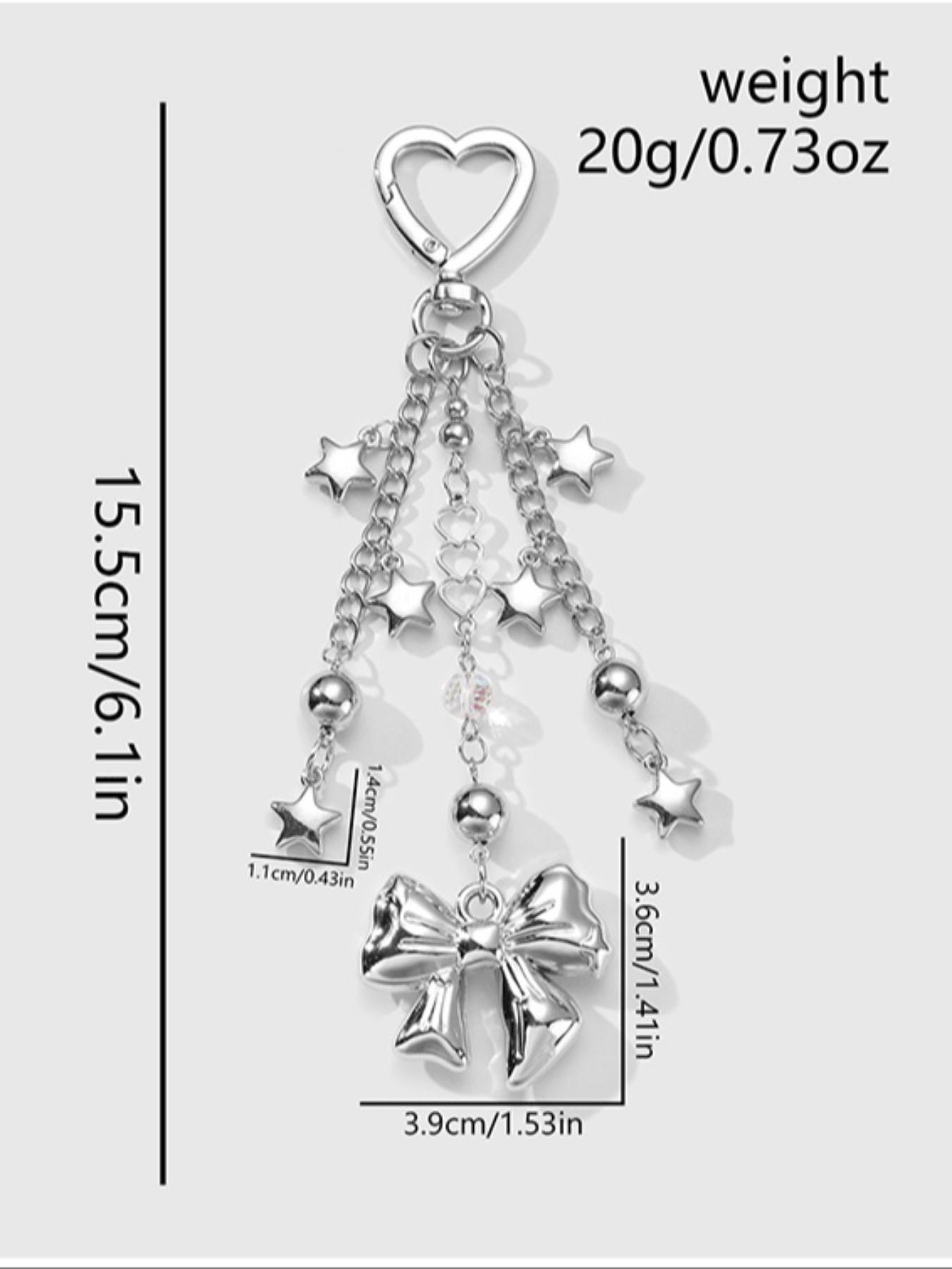 Sweet Cool Fashion Resin Bead Heart Star Charms DIY Keychain, Cute Bow Design, Perfect for Bag and Key Decoration, All Seasons Accessory