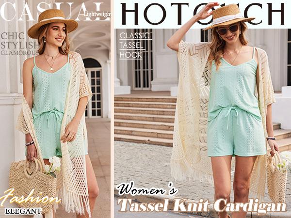 HOTOUCH Women’s Knit Cardigan Open Front Outwear Hollow Out Crochet Tassel Lightweight Casual Loose Fit Beach Cover Up Outdoorfun Summer Outfit Vacation HOTOUCH Women’s Knit Cardigan Open Front Outwear Hollow Out Crochet Tassel Lightweight Casual Loose Fit Beach Cover Up Outdoorfun Summer Outfit Vacation