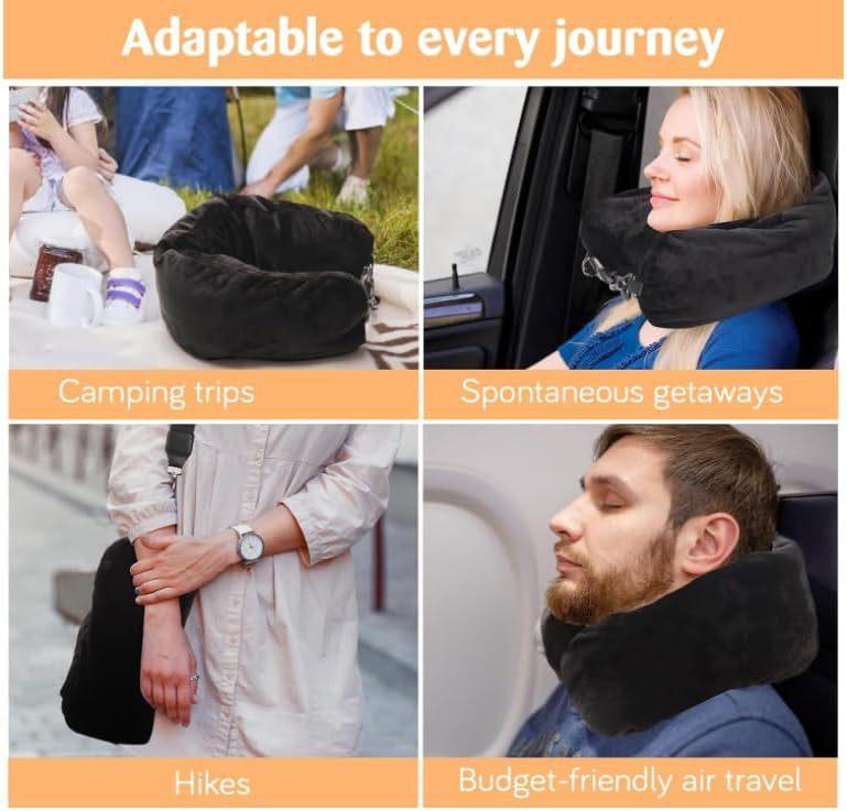 Travel Neck Pillow for Airplane with Fillable Clothing Space, Multi-Functional Plush U-Shaped Travel Pillow, Comfortable Support for Journeys, Travel Neck Cushion