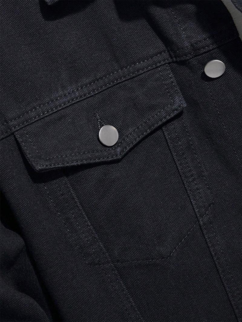 Men's Solid Color Denim Jacket, Loose Casual Fashion Comfy Long Sleeve Button Front Outerwear for Daily Wear, Men's Clothing for All Seasons
