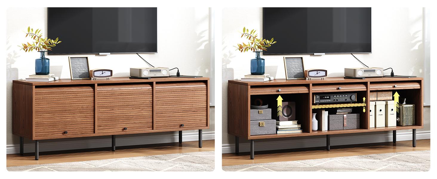 【SPRING GLOW UP】ONBRILL 59 Inch TV Stand for TVs up to 65 Inch, Entertainment Center with Power Outlet, Mid-Century Modern TV Console with Storage, Adjustable Shelf & Sliding Doors, TV Stand for Living Room 【SPRING GLOW UP】ONBRILL 59 Inch TV Stand for TVs up to 65 Inch, Entertainment Center with Power Outlet, Mid-Century Modern TV Console with Storage, Adjustable Shelf & Sliding Doors, TV Stand for Living Room