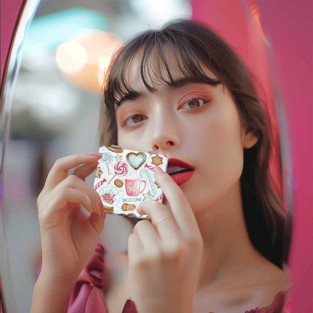 Cartoon Feng Shui Crystal Ball Candy Makeup Mirror, Foldable Mini Handheld Mirror, Perfect Gift for Friends and Family
