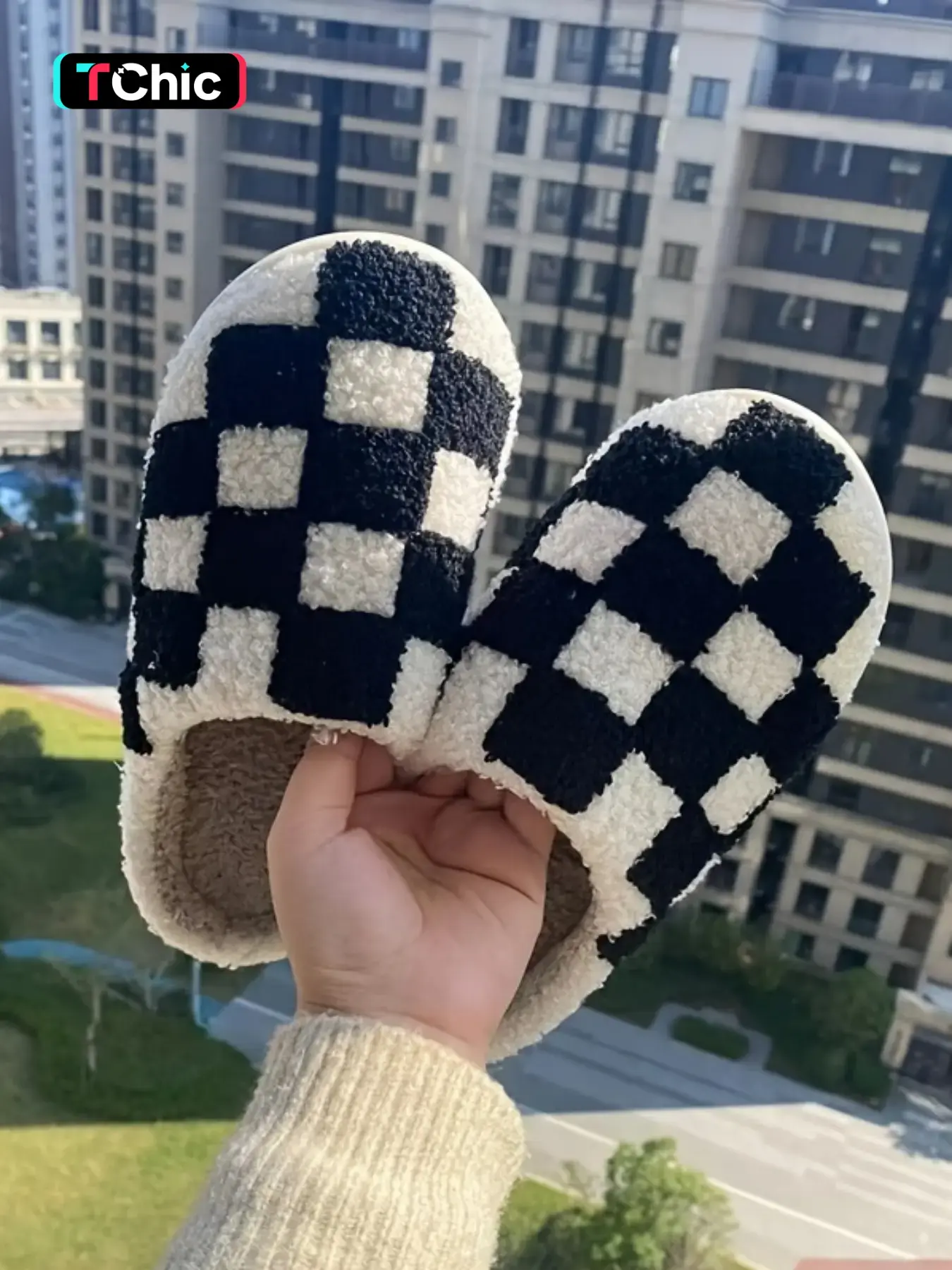 Soft Plush Checkered Slippers, Creative Embroidery Retro Simple Home Shoes, Unisex Indoor Outdoor Warm Non-Slip Boots, House Slippers, Warm Indoor Footwear, Fluffy Home Slippers