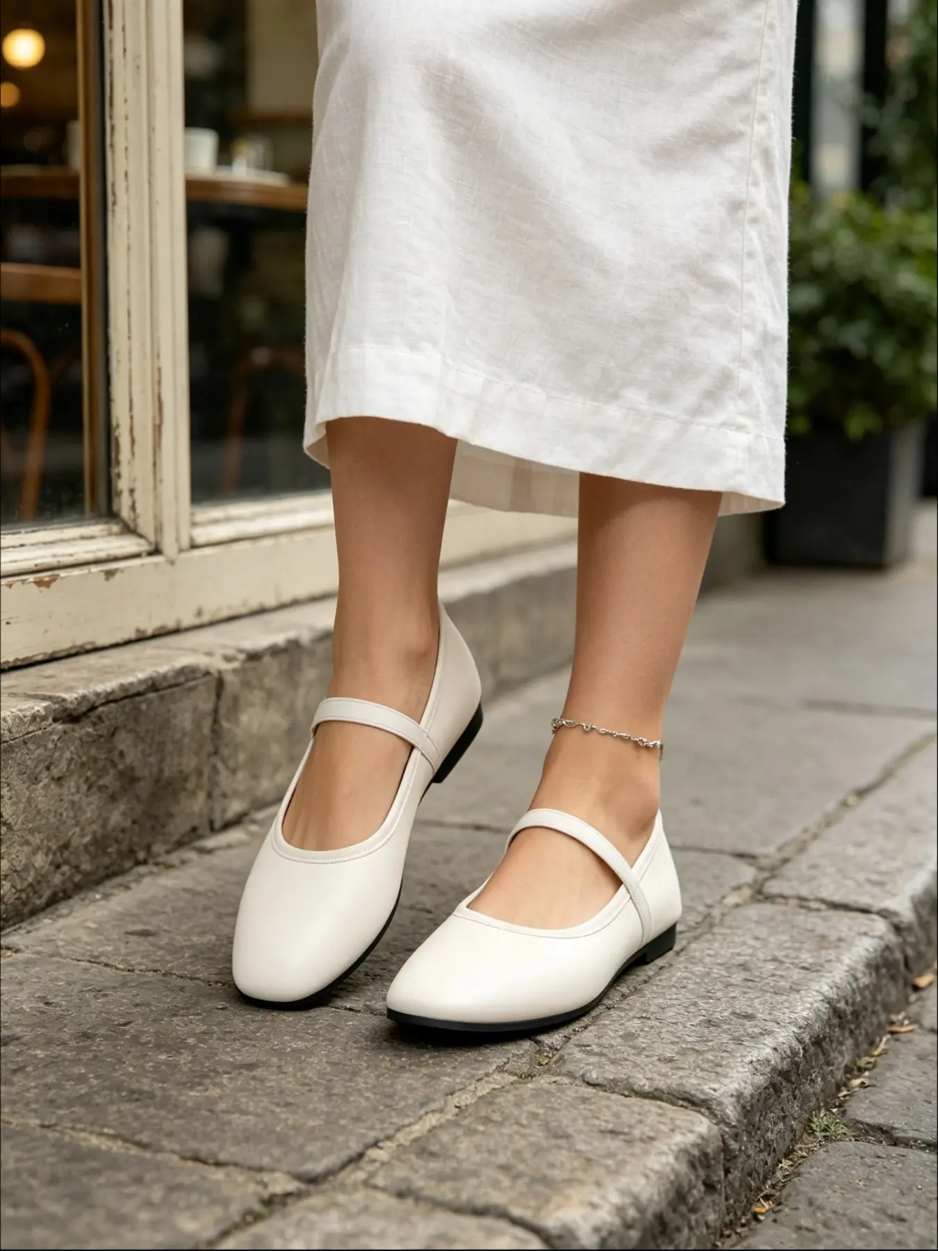 2026 Spring Summer French Style Mary Jane Flat Shoes, Textile Material, Elegant Design, All-Season Wear, Anti-Slip Rubber Sole