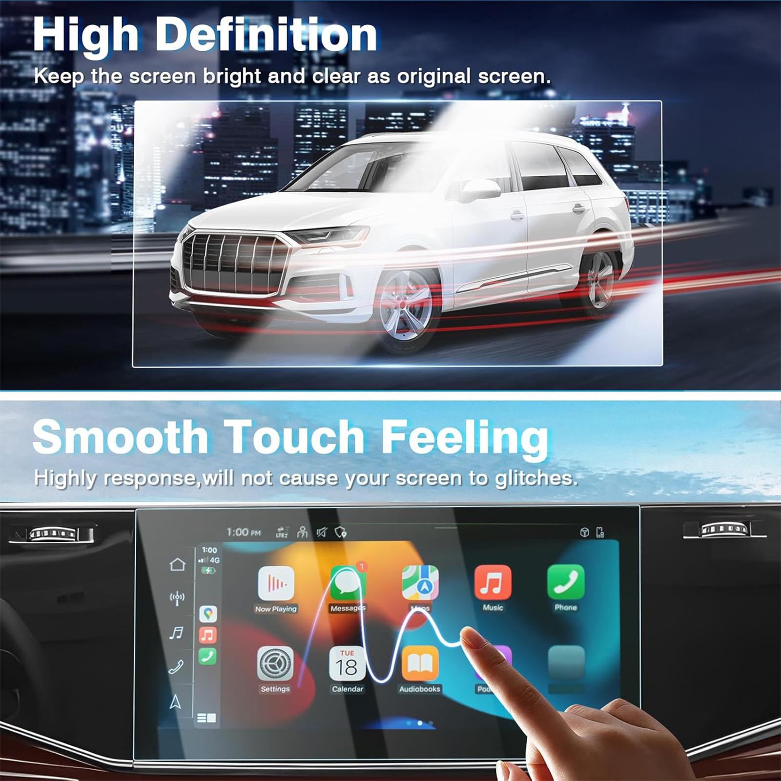 Canvcle 2 Pack Screen Protector for 2020-2025 Audi Q7 Q8 10.1-Inch Upper + 8.6-Inch Lower Screen, 9H Tempered Glass Screen Protector for Audi Q7 Accessories, Car Radio Screen Cover Anti Fingerprint Durable Protection Canvcle 2 Pack Screen Protector for 2020-2025 Audi Q7 Q8 10.1-Inch Upper + 8.6-Inch Lower Screen, 9H Tempered Glass Screen Protector for Audi Q7 Accessories, Car Radio Screen Cover Anti Fingerprint Durable Protection