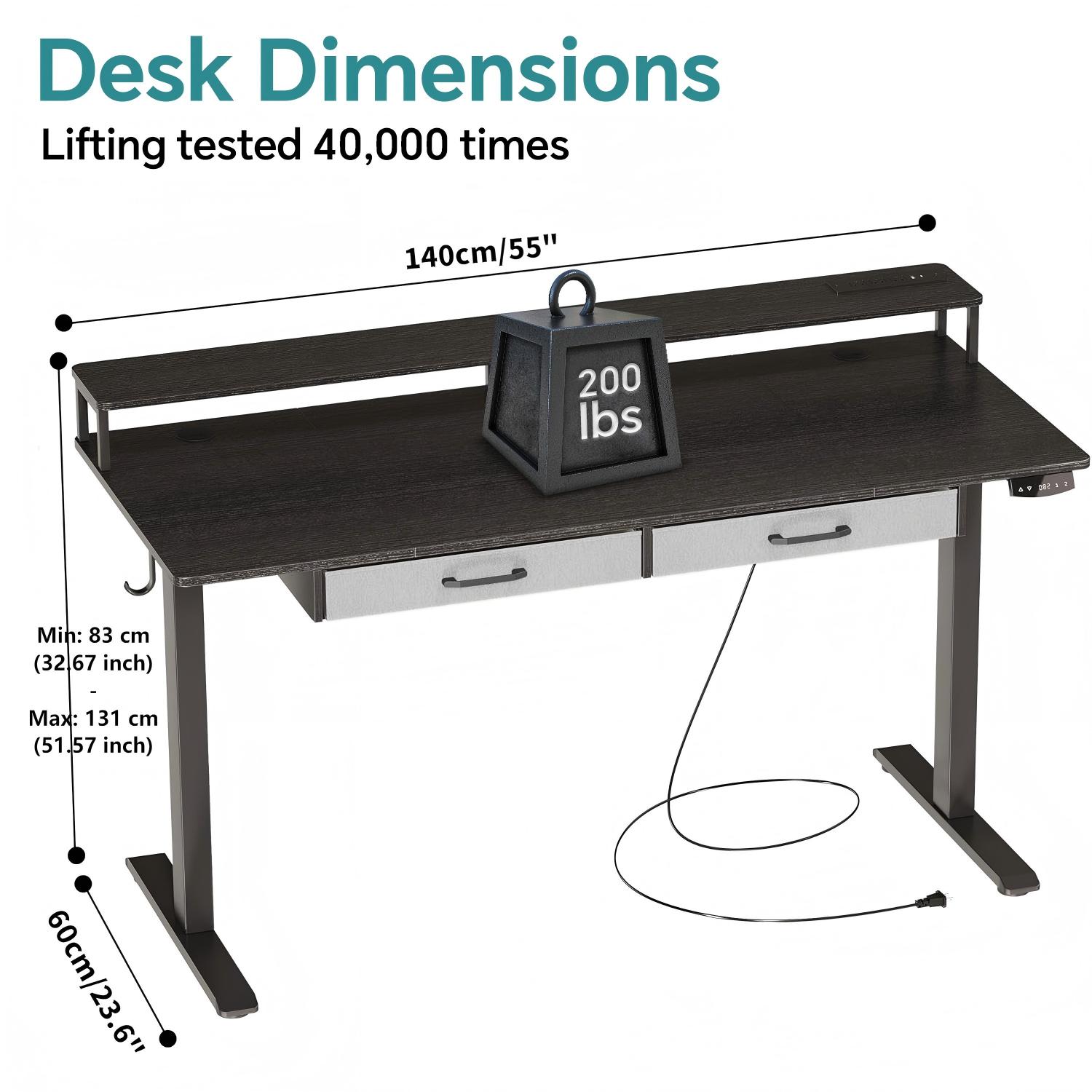 MUSEN Standing Desk with Drawers & Power Outlets, Electric Standing Desk with Monitor Stand, Adjustable Height, Ergonomic Adjustable Desk with Memory Preset, Computer Desk Stand Up Desk, Suitable for Home Office MUSEN Standing Desk with Drawers & Power Outlets, Electric Standing Desk with Monitor Stand, Adjustable Height, Ergonomic Adjustable Desk with Memory Preset, Computer Desk Stand Up Desk, Suitable for Home Office