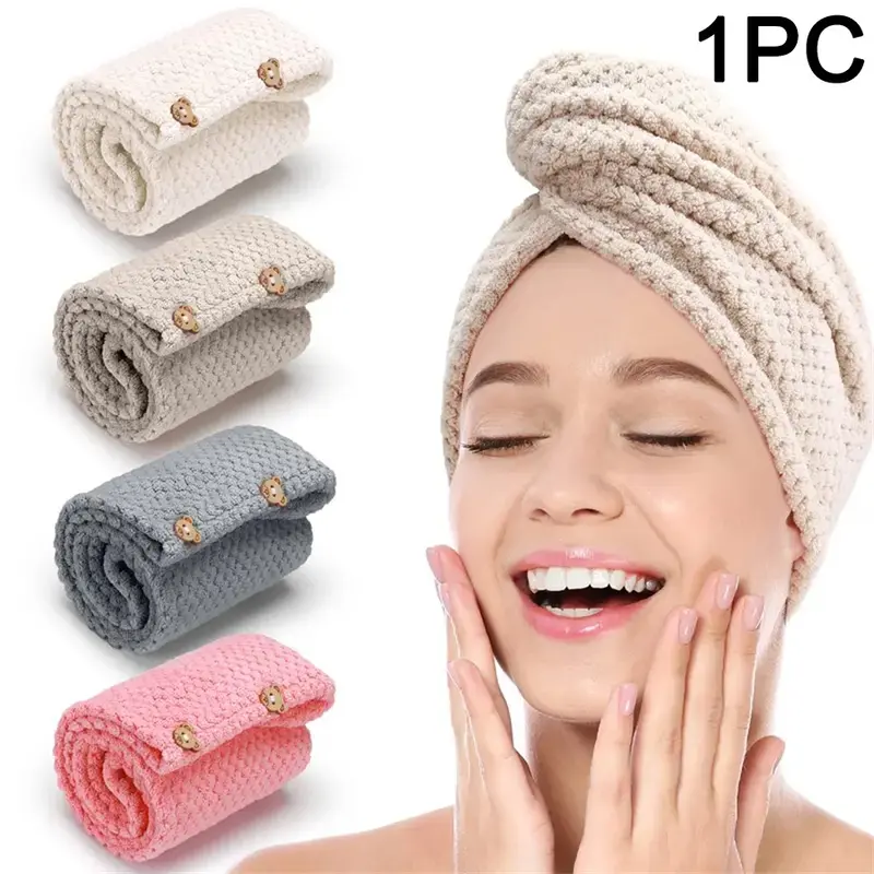 Hair Towel Wrap, Hair Turban Towel, 1 Count Quick Drying Hair Towel Wrap, Soft & Gentle Hair Towel for Curly, Long, Thick Hair with Secure Strap, Quick Drying Towels