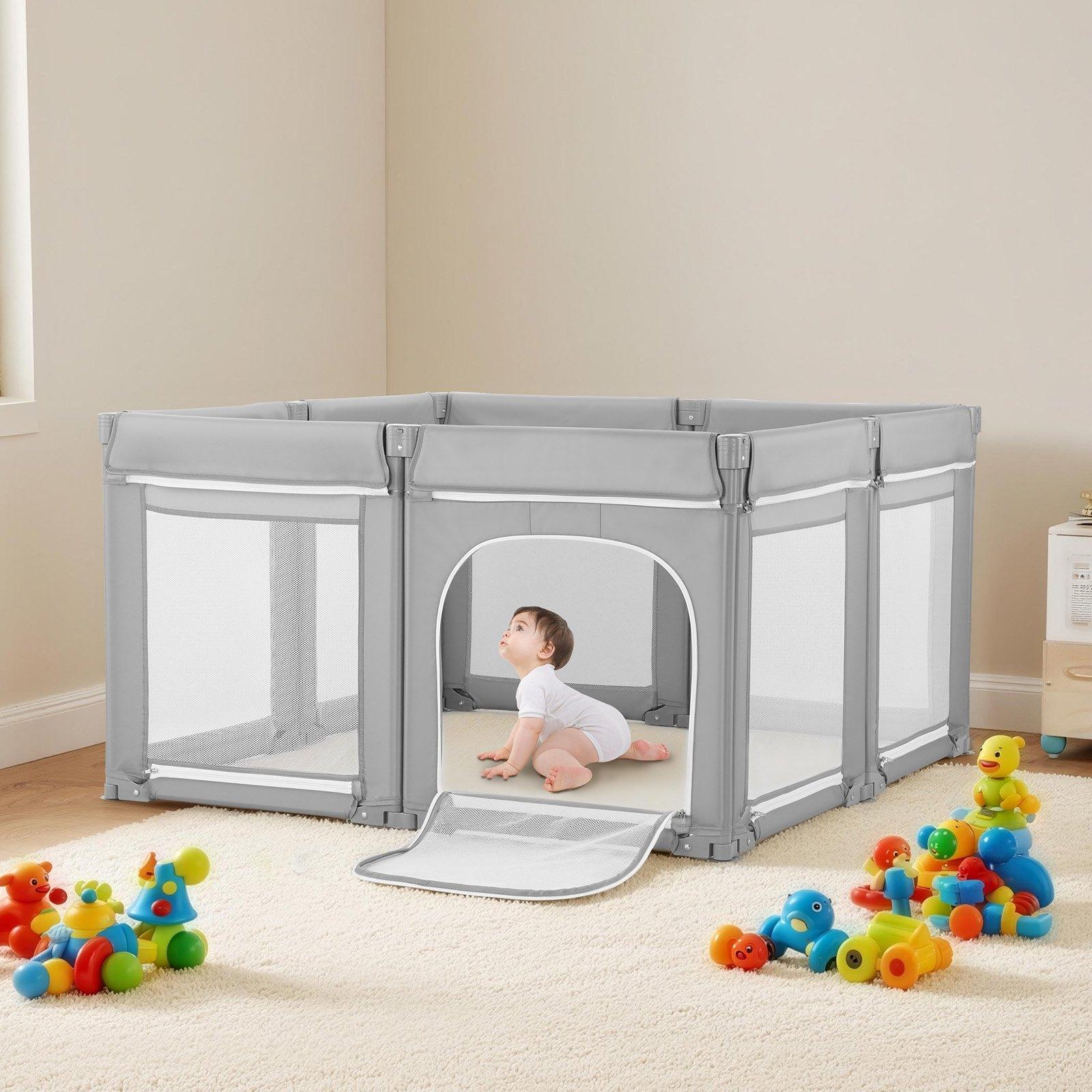 VEVOR Baby Playpen, 47.2″ x 47.2″ Foldable Toddlers Playpen, Indoor/Outdoor Baby Fence Play Yard with Zippered Door & Soft Breathable Mesh, No-Gap Toddlers Activity Center for 6 -24 Months Babies VEVOR Baby Playpen, 47.2″ x 47.2″ Foldable Toddlers Playpen, Indoor/Outdoor Baby Fence Play Yard with Zippered Door & Soft Breathable Mesh, No-Gap Toddlers Activity Center for 6 -24 Months Babies