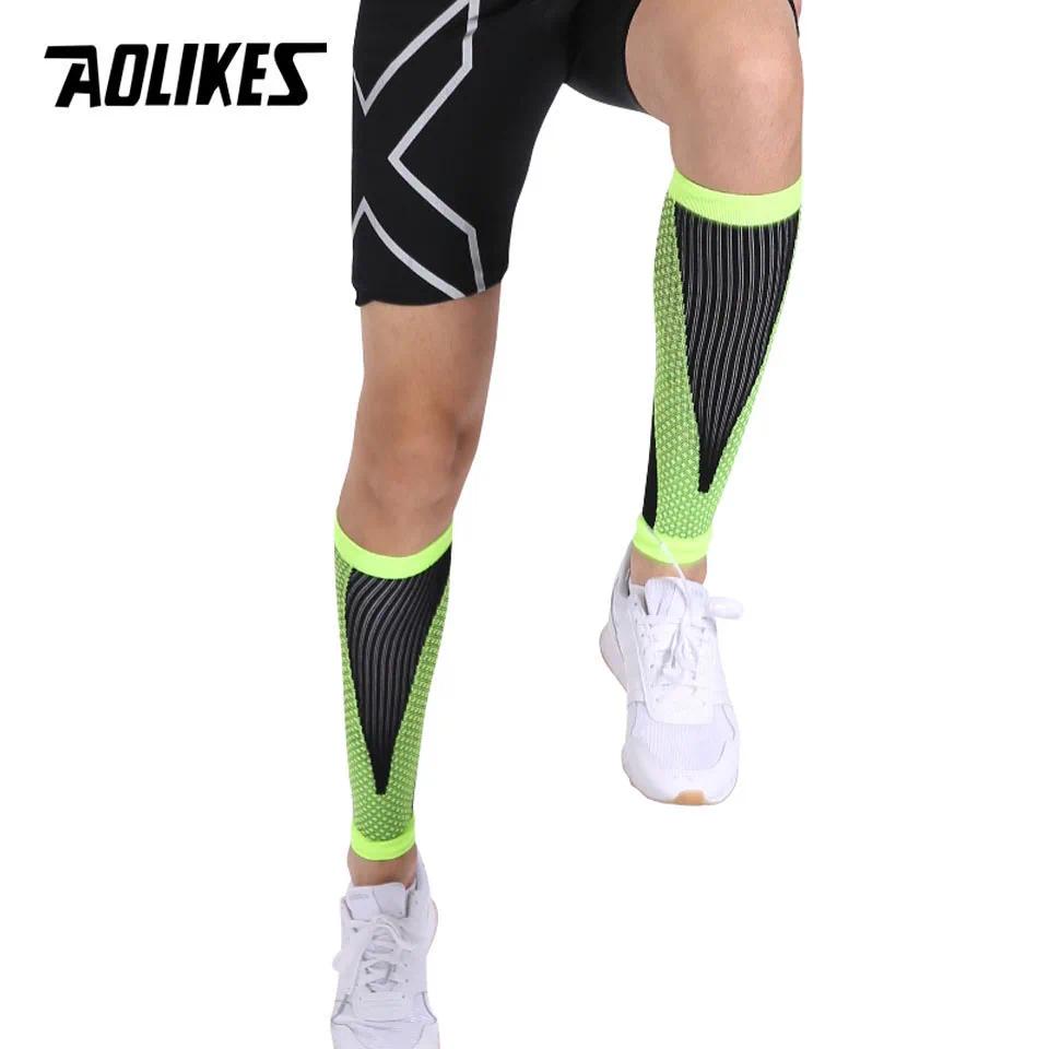 AOLIKES 1 Pair Shin Guards Soccer Football Protective Leg Calf Compression Sleeves Cycling Running Sports Safety shinguards