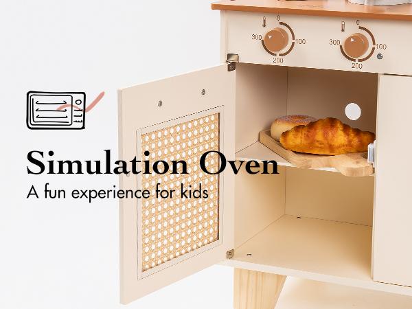 robud Play Kitchen with Pretend Ice Cube Dispenser for Kids, Wooden Kids Kitchen Playset, cooking set Toy for Toddler Pretend play food kitchenset