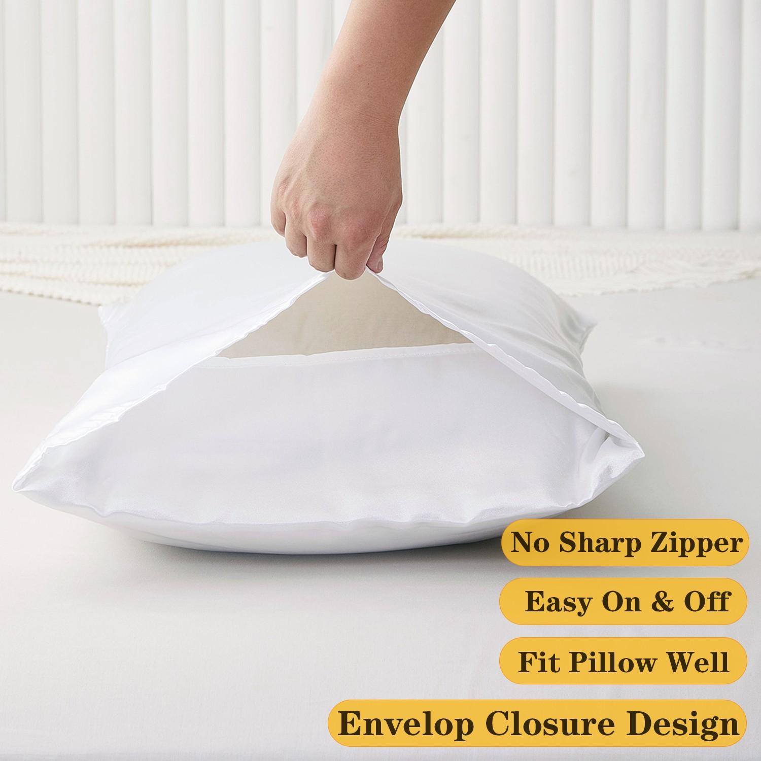 Luxury Satin Pillowcase 2-Piece Set, Solid Color, Soft and Breathable, Helps Protect Hair and Skin, Perfect for Home Decoration.