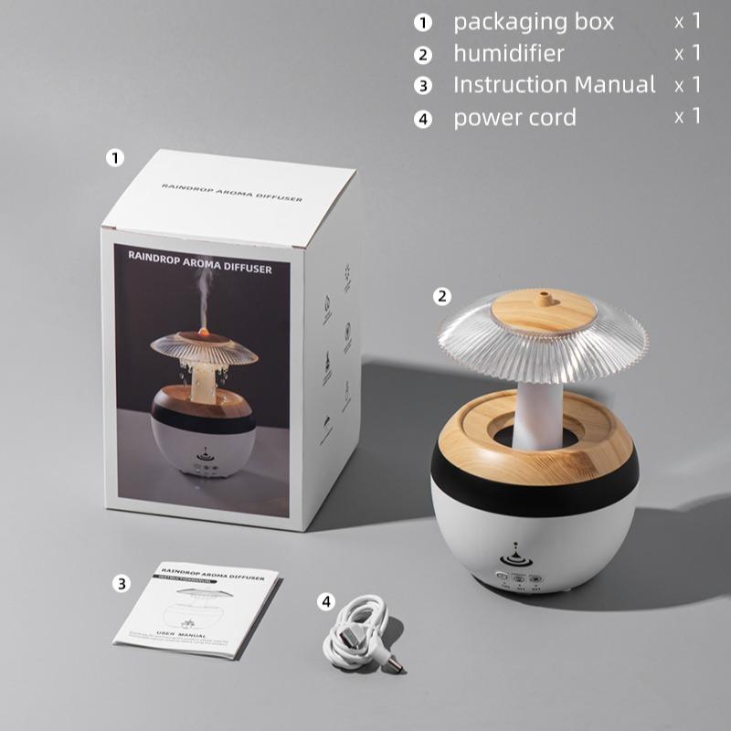 USB Plug-In Essential Oil Diffuser 450ML Cloud Humidifier Fragrance Aroma Humidifier Raindrop Filter with Music, Colorful LED Lights, Timer & Auto Shut-Off