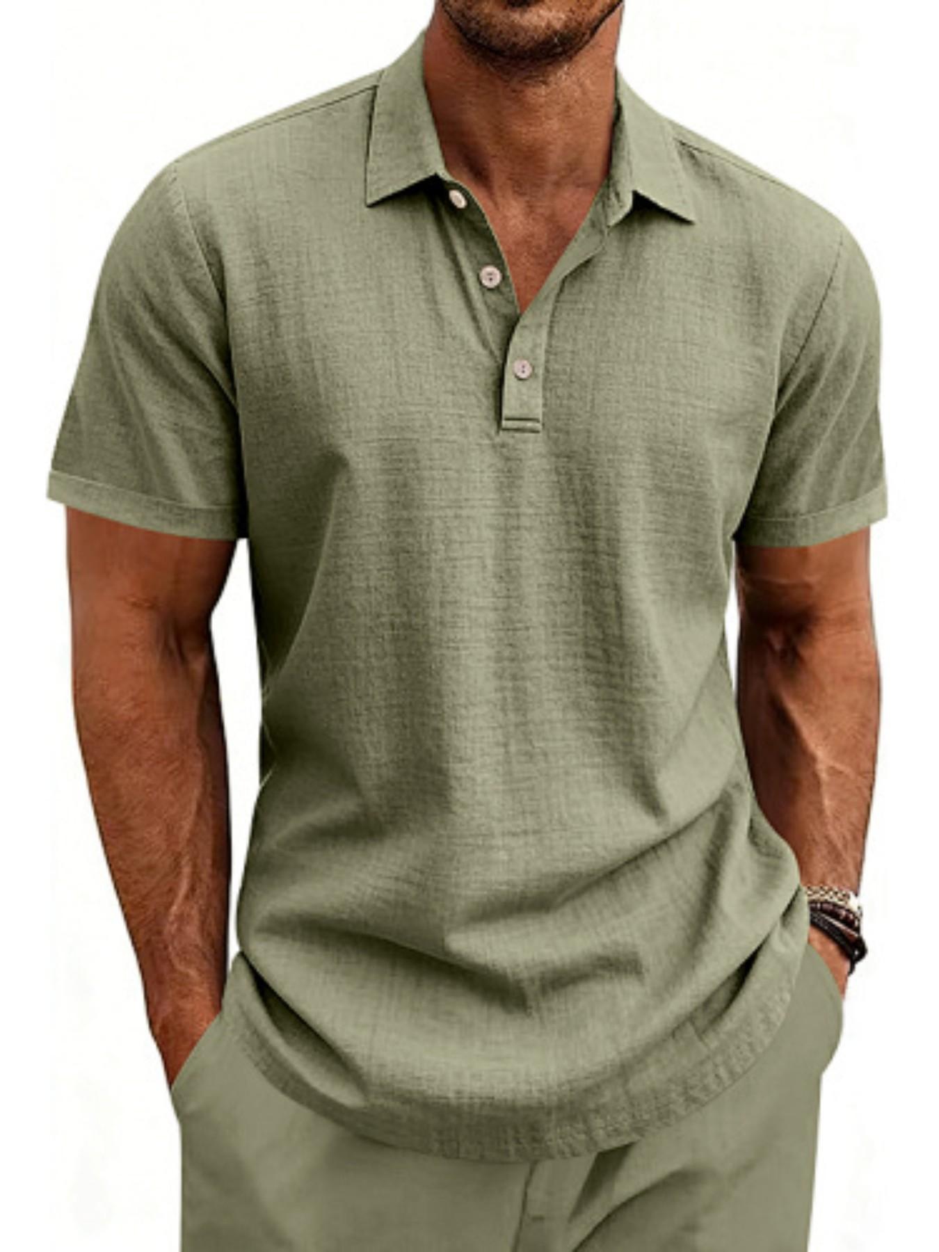 Men's summer textured slim fit short sleeved polo shirt! Breathable and sweat proof, with a three button design that allows for versatile commuting and vacation scenarios