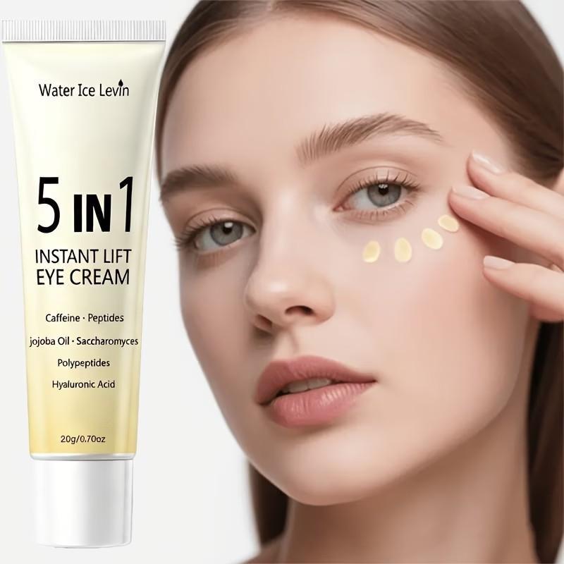 5-in-1 Instant Lifting Eye Cream, contains caffeine, jojoba oil, hyaluronic acid, polyphenols, peptides - firms eye bags, deeply hydrates the eye area, suitable for all skin types, light beige, unisex, skincare essential, for skincare enthusiasts,