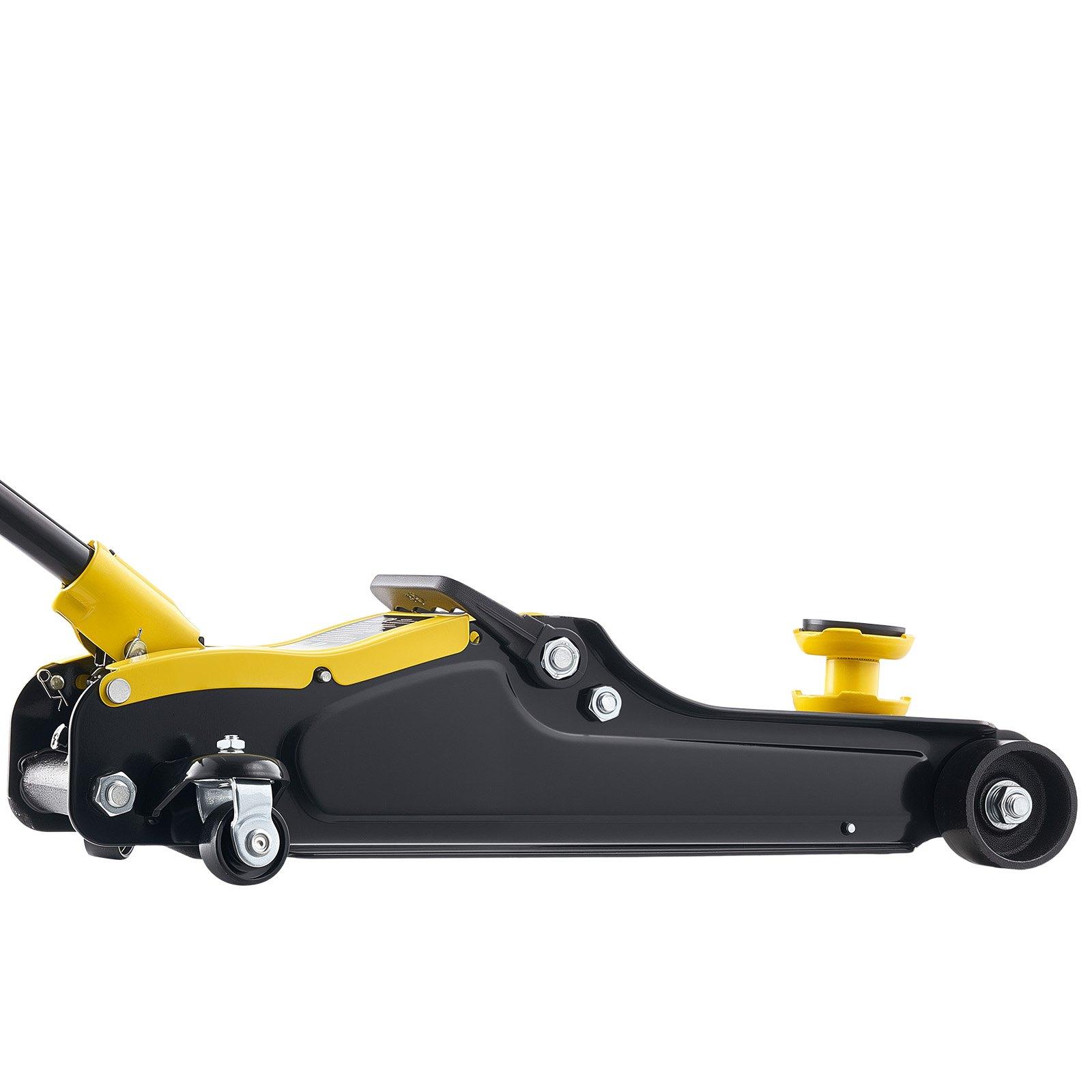 VEVOR Low Profile Floor Jack, 2.5 Ton (5512 lbs) Capacity, Steel Racing Floor Jack with Single Piston Quick Lift Pump & SUV Adapters, Hydraulic Trolley Car Lift for Sedans, Lifting Range 3.3"-13.8"