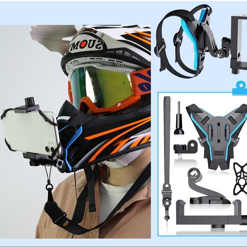 Motorcycle Helmet Chin Mount, Motorcycle Helmet Chin Bracket, Camera Holder for iPhone Samsung, GoPro Hero 9/8/7/5/4/3, Insta360Oner, AKASO, DJI Osmo