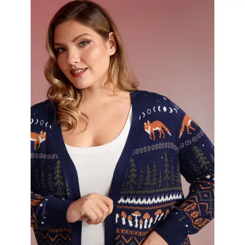 BloomChic Women's Plus Size M-6X Sizes Long Sleeve Open Front Knit Cardigan Top - Lightweight Fabric, Relaxed Fit, Pockets, for Fall Layering & Halloween Wear (SohoChic Comfy Women's Sweaters)