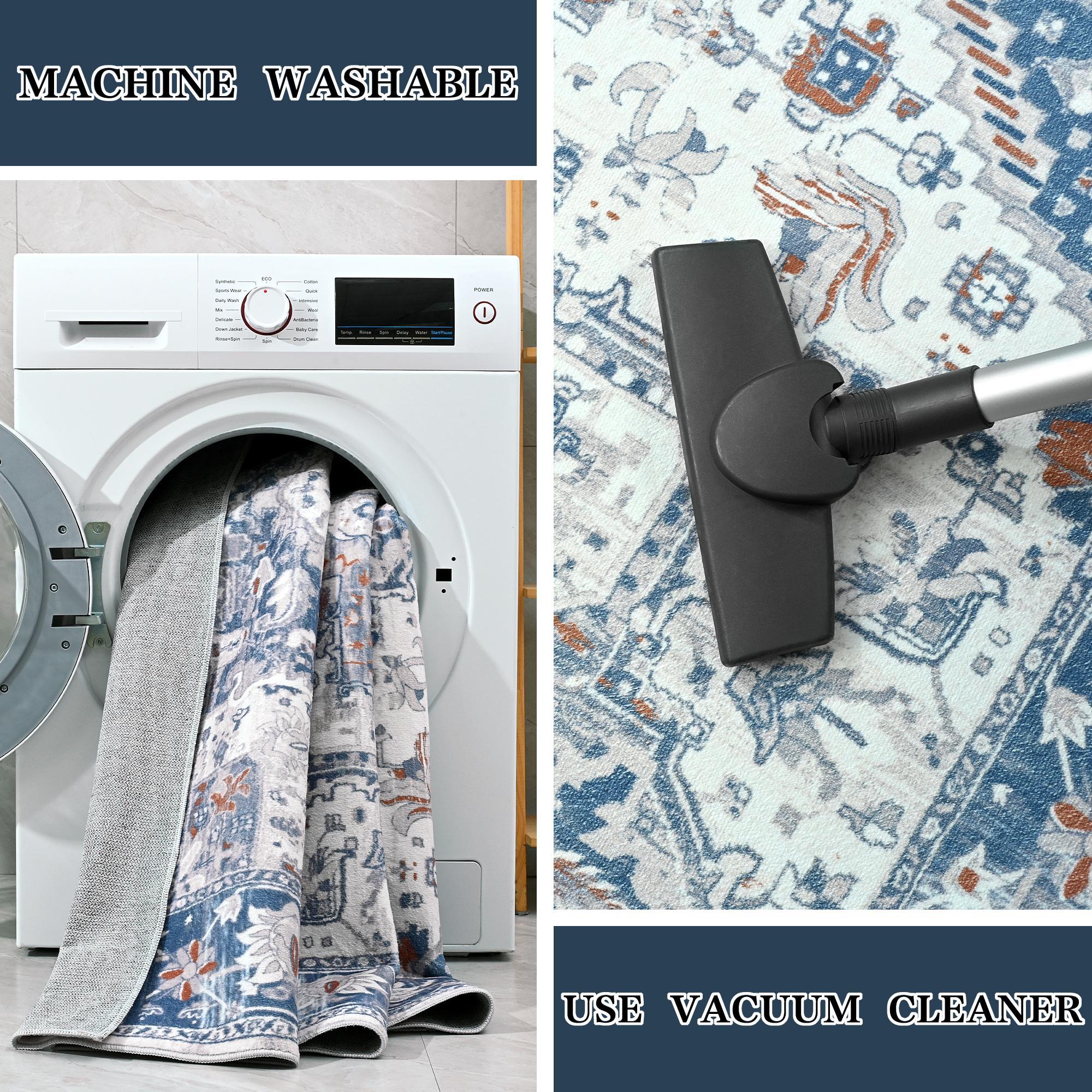 Lochas Boho Tribal Rug, Non-Slip Machine Washable Low Pile Carpet for Living Room, Soft Non-Shedding Floor Mat