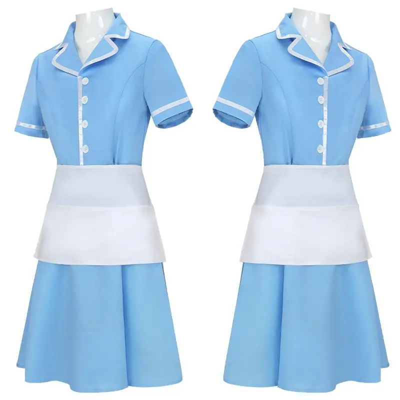 Broadway musical waitress Waitress blue waiter dress cosplay set stage performance costume all over Taiwan blue dress