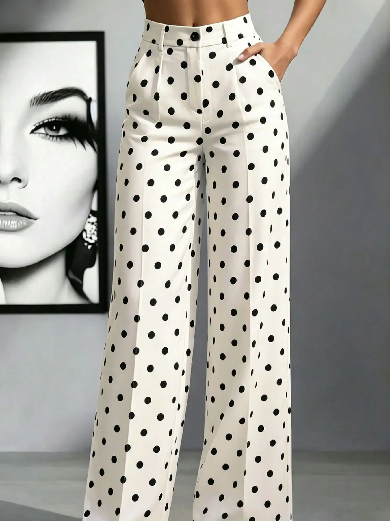 Women's High-Waisted Straight Leg Suit Pants, Front Seam Design with Pockets, Elegant Business Formal Long Trousers for Office Wear